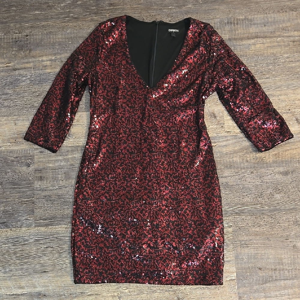 Express Red Sequin Dress
